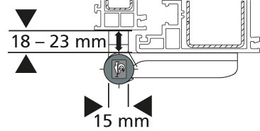 Schnittzeichnung Aufdeckbereich II - Für schmale Rahmen - KT-EV